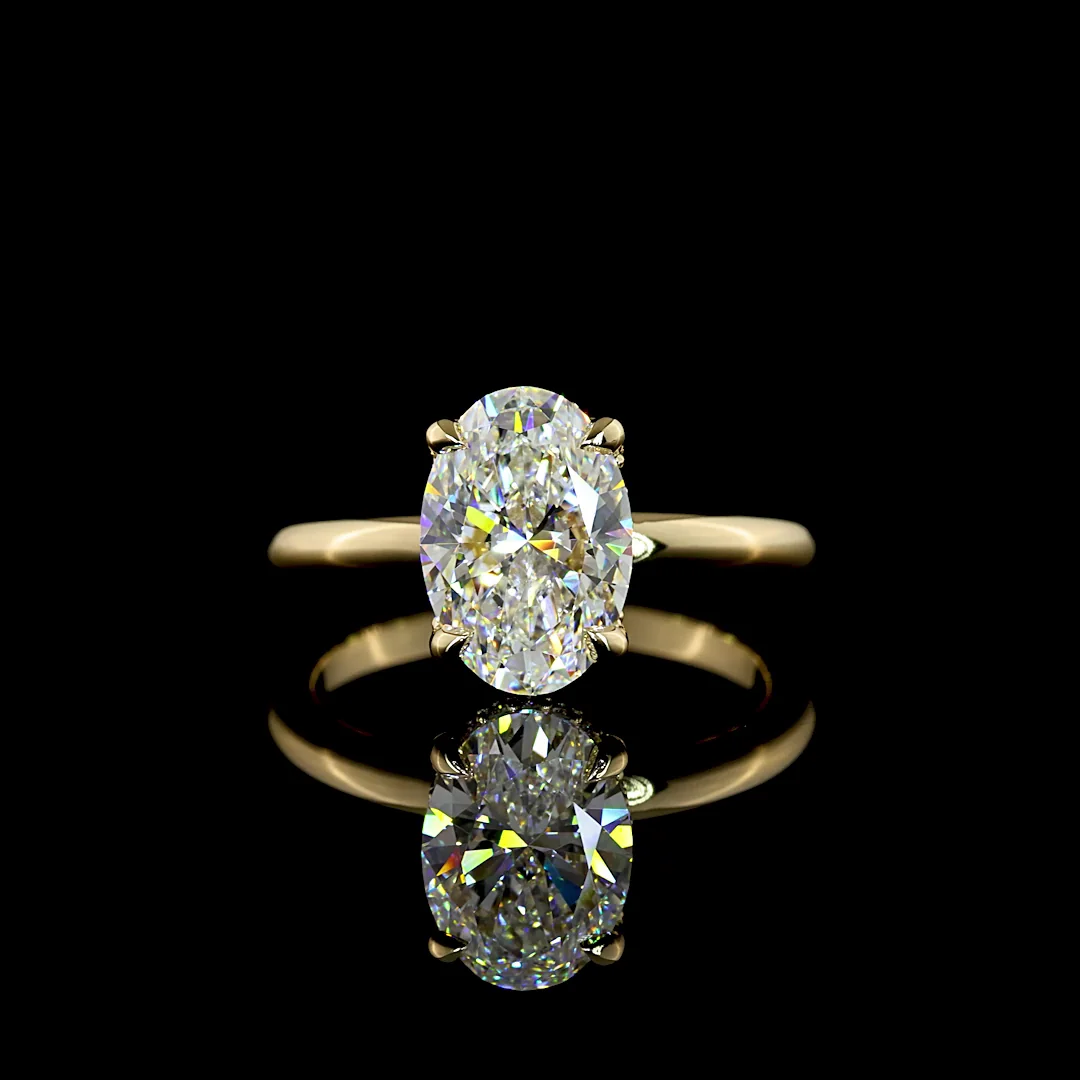 2.24 Cts 14k Yellow Gold Oval Shape Hidden Halo Ring - Video