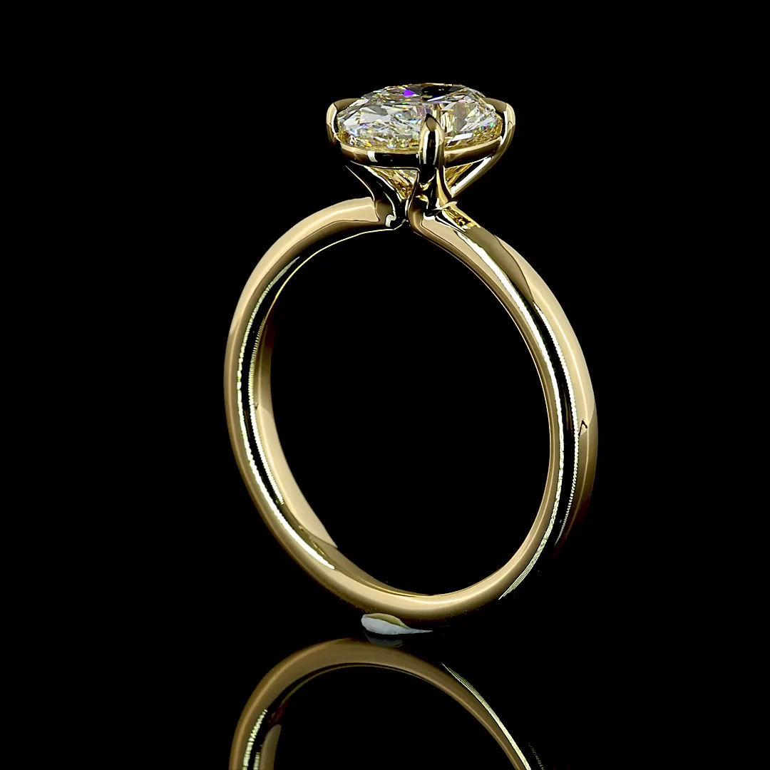 1.5 Cts 14k Yellow Gold Oval Shape Solitaire Ring - Image 2