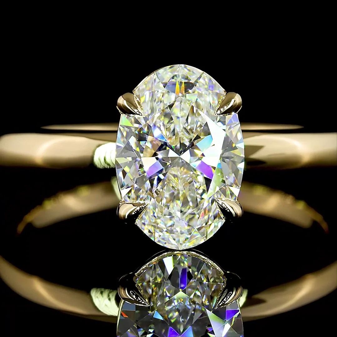 1.5 Cts 14k Yellow Gold Oval Shape Solitaire Ring - Image 3