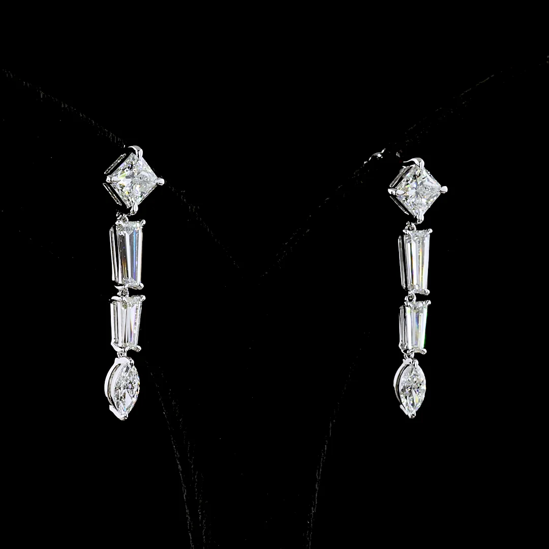 4.6 Cts 14k White Gold Mix Shape Hanging Earring - Image 2