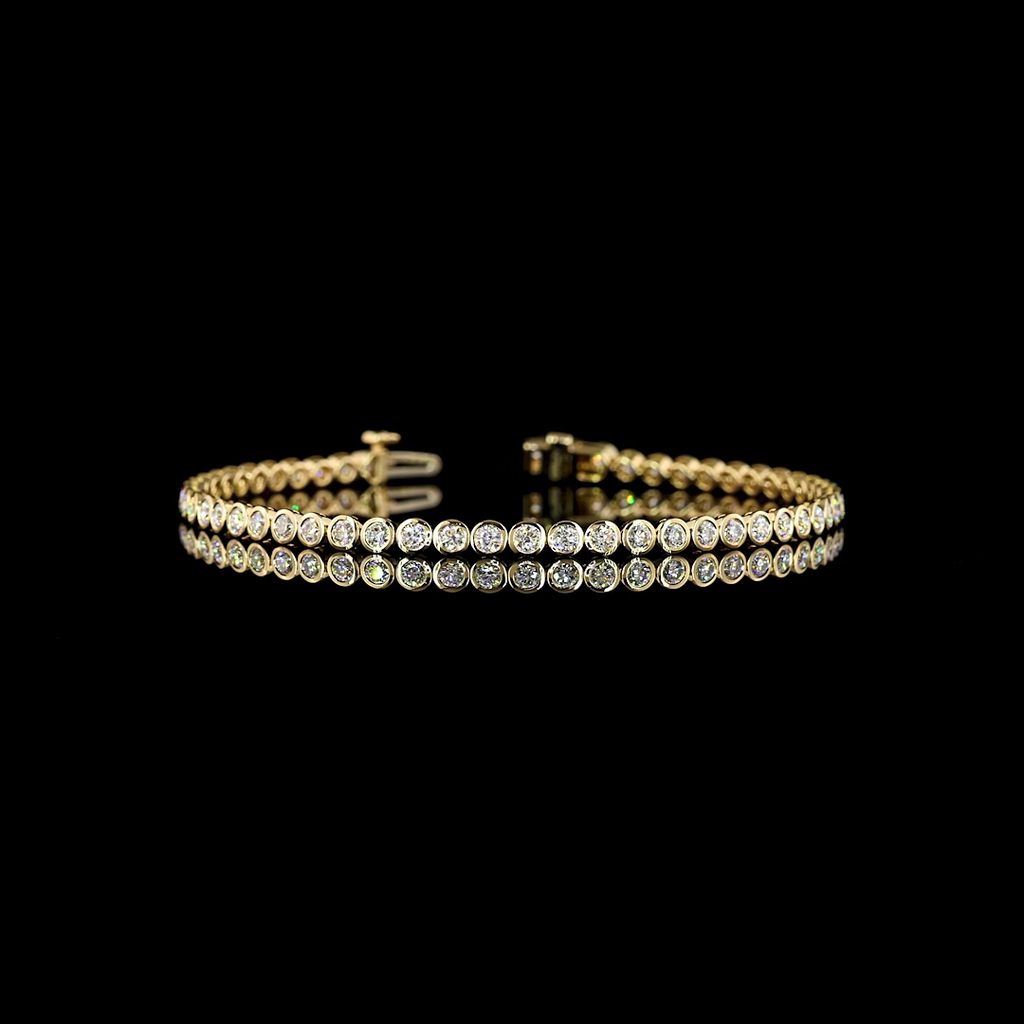 2.52 Cts 14k Yellow Gold Round Shape Tennis Bracelet - Video