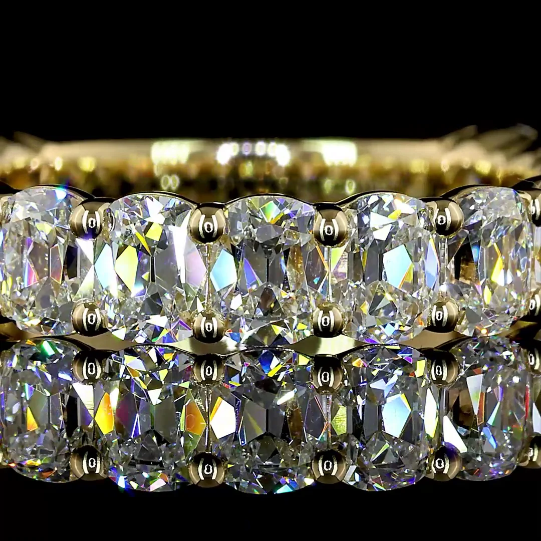 3.17 Cts 14k Yellow Gold Antique Cushion Shape 3/4 Band Eternity Band - Image 3