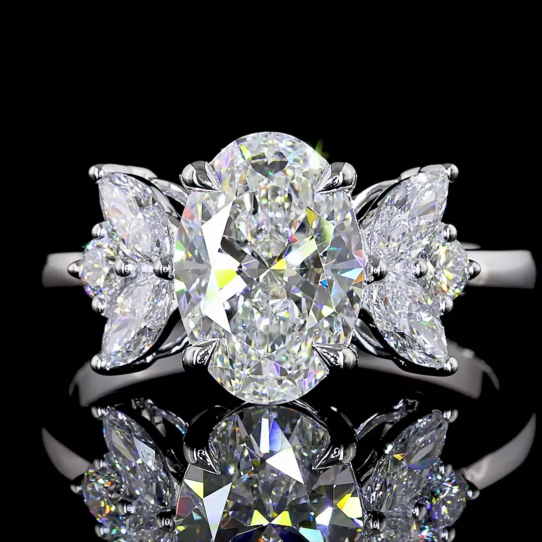 2.61 Cts 14k White Gold Oval Shape Special Ring - Image 3