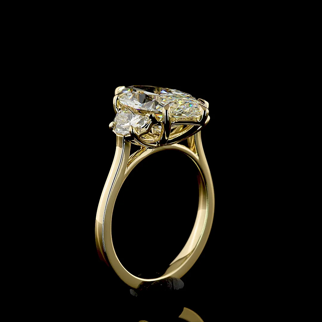 4.69 Cts 14k Yellow Gold Marquise Shape 3 Stones Ring - Image 4
