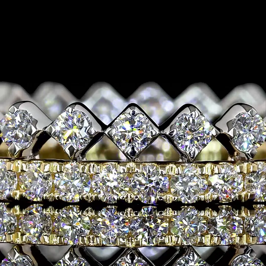 0.94 Cts 14k Two Tone Round Shape Eternity Band Eternity Band - Image 3