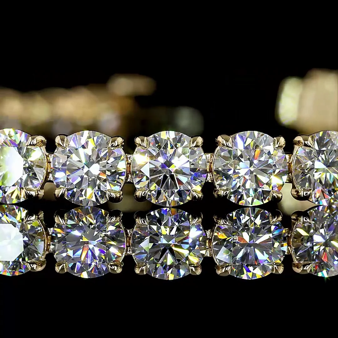 15.05 Cts 14k Yellow Gold Round Shape Tennis Bracelet - Image 2