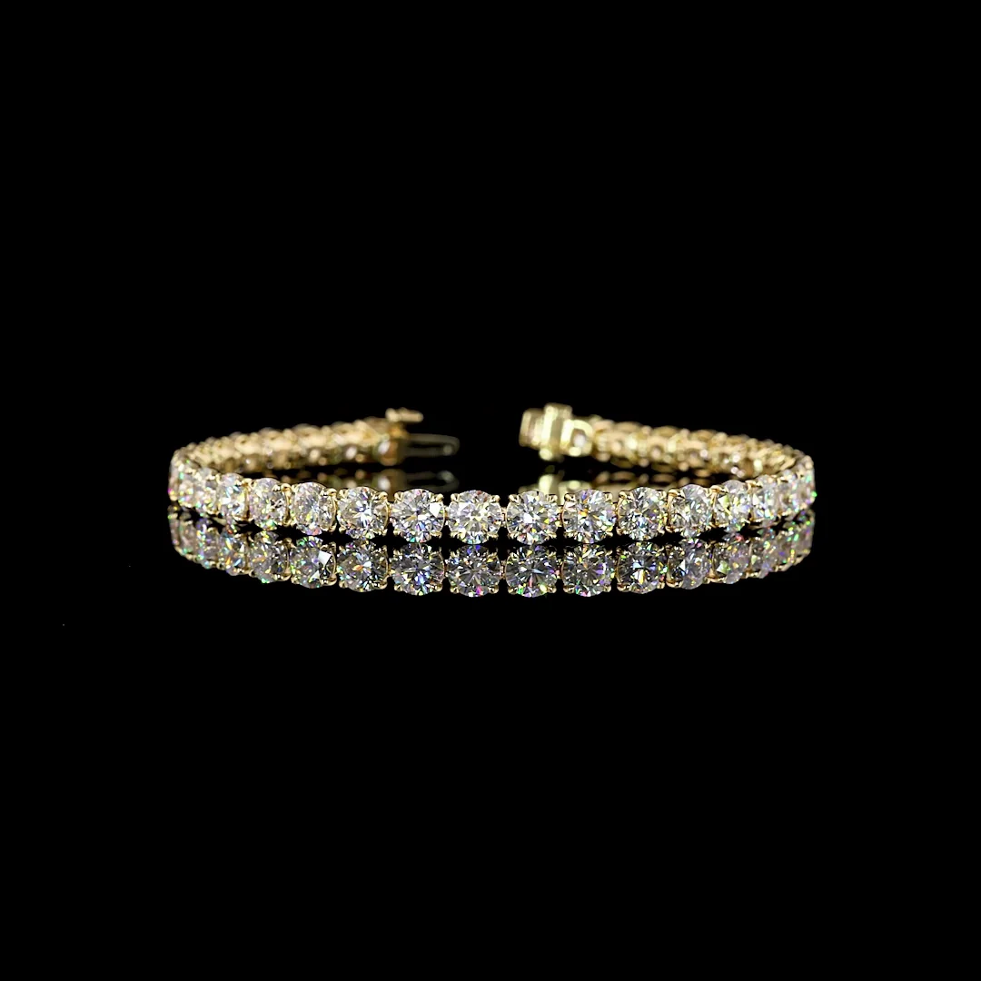 15.05 Cts 14k Yellow Gold Round Shape Tennis Bracelet - Video