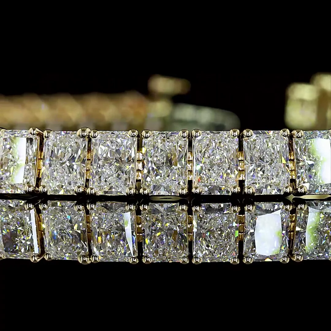 11.93 Cts 14k Yellow Gold Radiant Shape Tennis Bracelet - Image 2