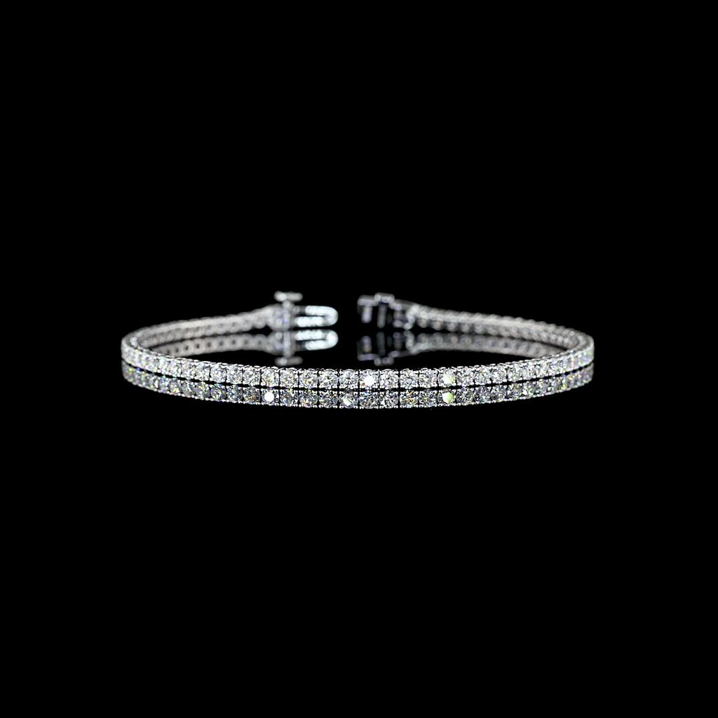 3.07 Cts 14k White Gold Round Shape Tennis Bracelet - Video