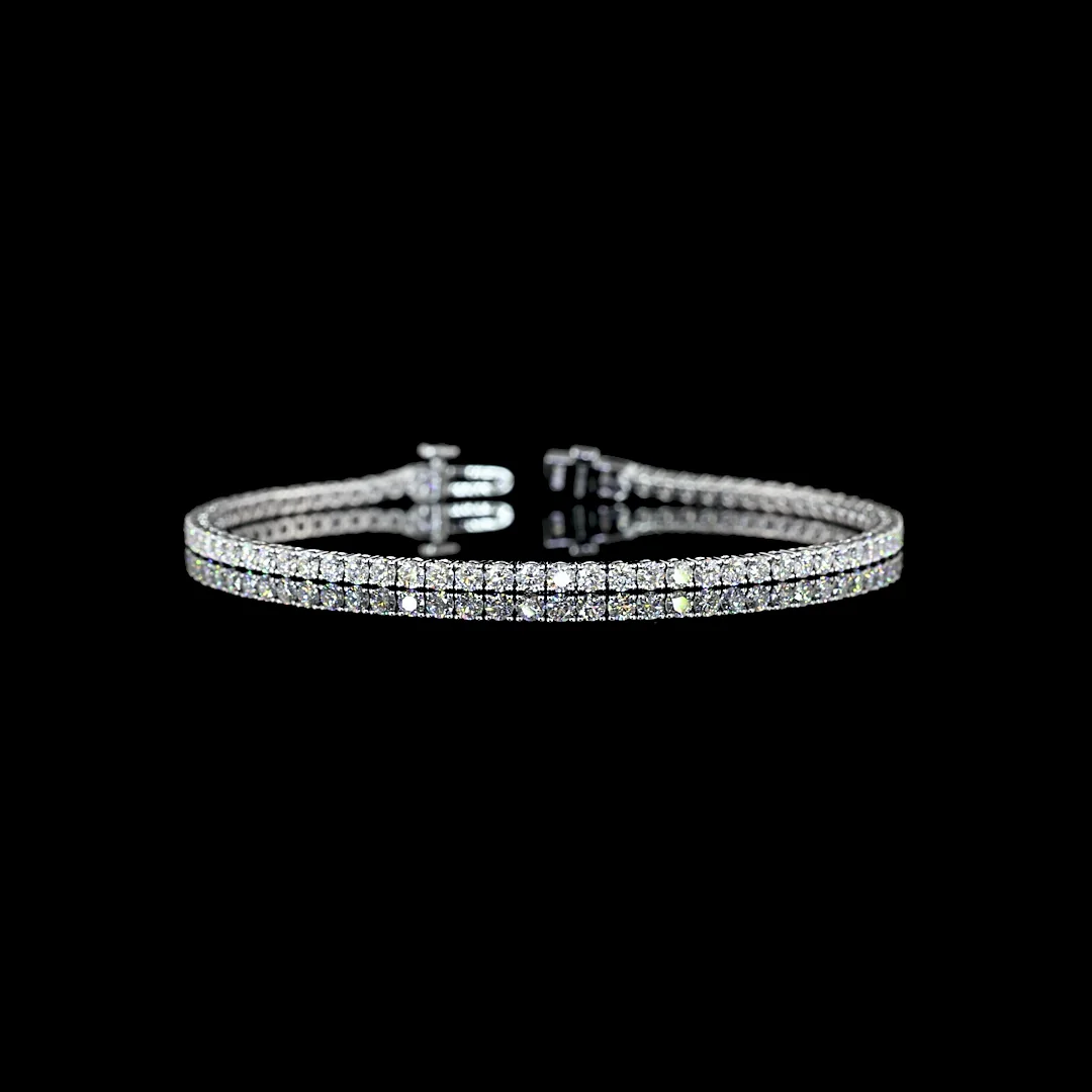 3.07 Cts 14k White Gold Round Shape Tennis Bracelet - Video