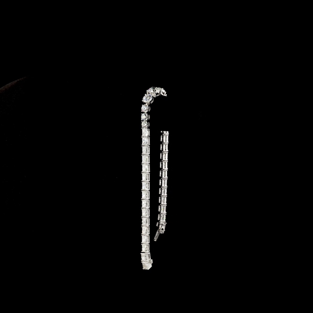 10.71 Cts 14k White Gold Mix Shape Riviera Bracelet - Image 3
