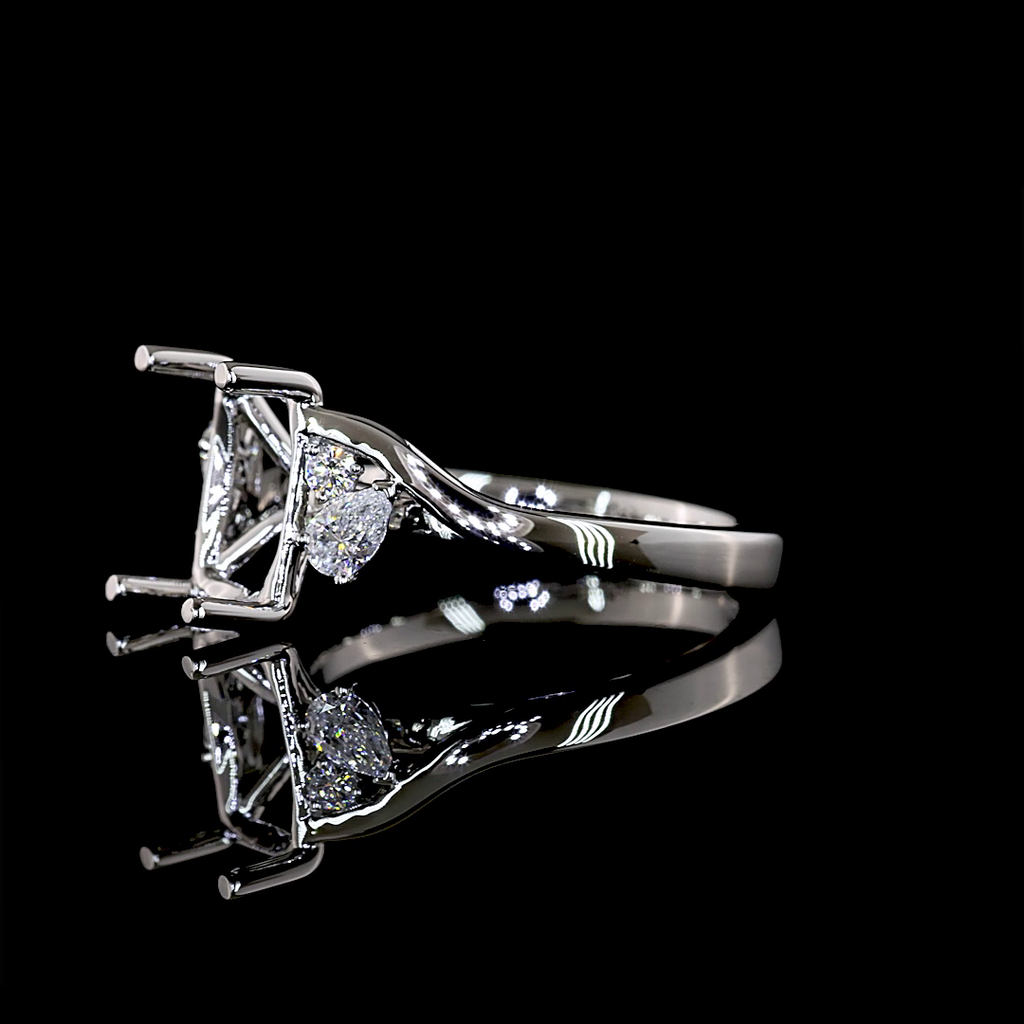 0.24 Cts Platinum Pear Shape Hidden Halo Ring - Image 2