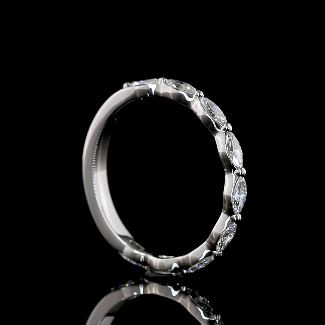 0.56 Cts Platinum Marquise Shape 3/4 Band Eternity Band - Image 2