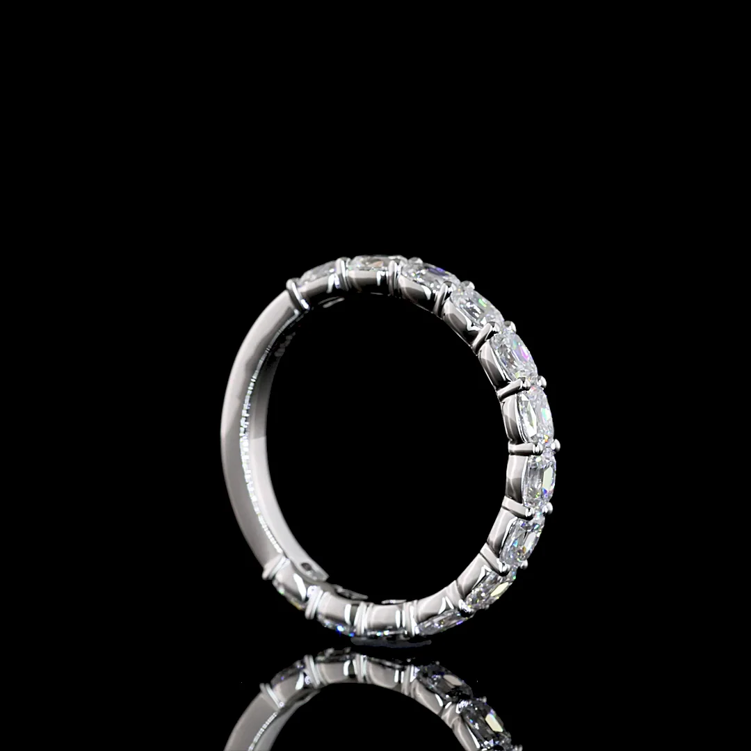 1.42 Cts Platinum Antique Cushion Shape 3/4 Band Eternity Band - Image 2