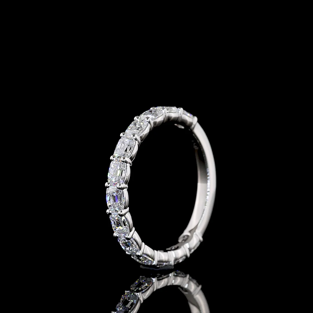 1.42 Cts Platinum Antique Cushion Shape 3/4 Band Eternity Band - Image 4