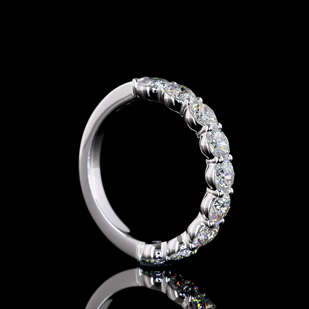 1.52 Cts 14k White Gold Round Shape Half Eternity Eternity Band - Image 2