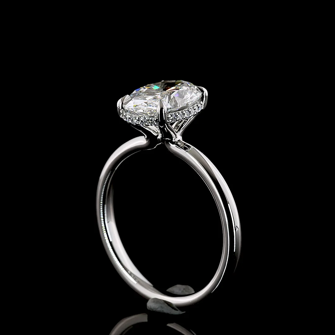 3.19 Cts Platinum Oval Shape Hidden Halo Ring - Image 2