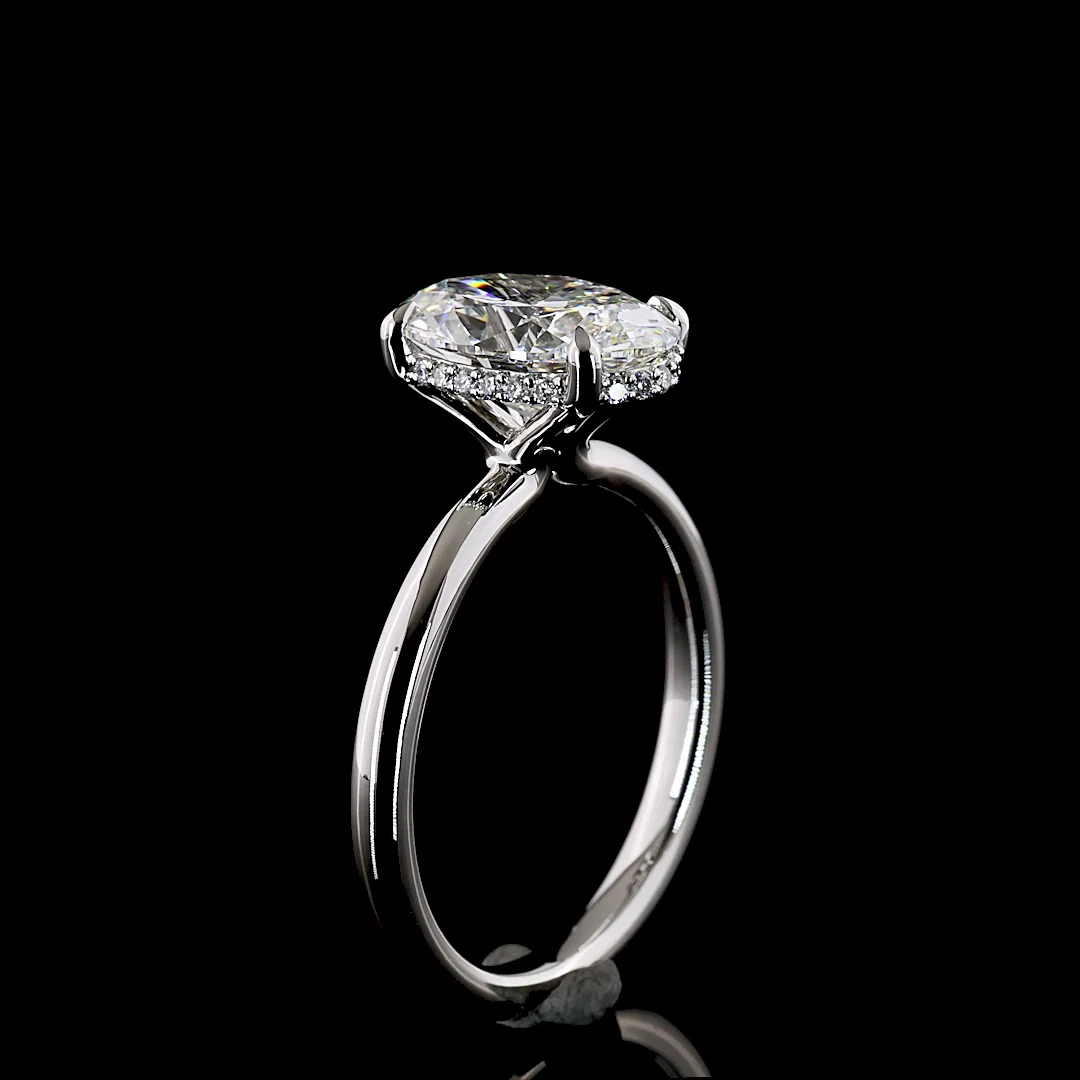 3.19 Cts Platinum Oval Shape Hidden Halo Ring - Image 4