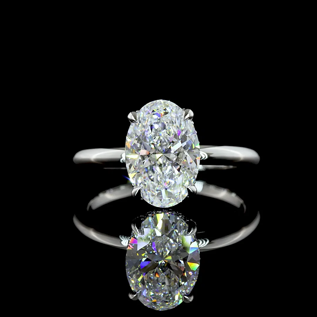 3.19 Cts Platinum Oval Shape Hidden Halo Ring - Video