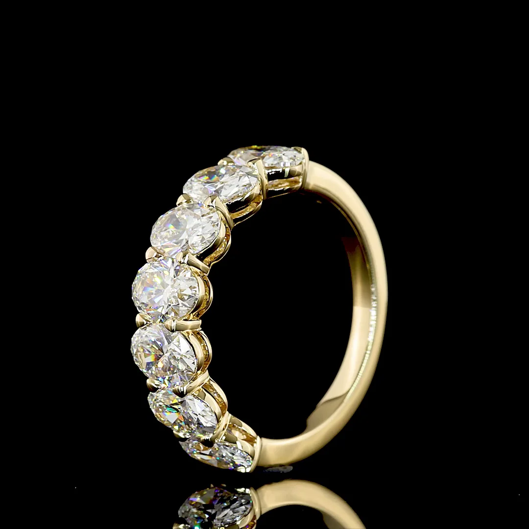2.93 Cts 14k Yellow Gold Oval Shape 7 Stones Eternity Band - Image 4