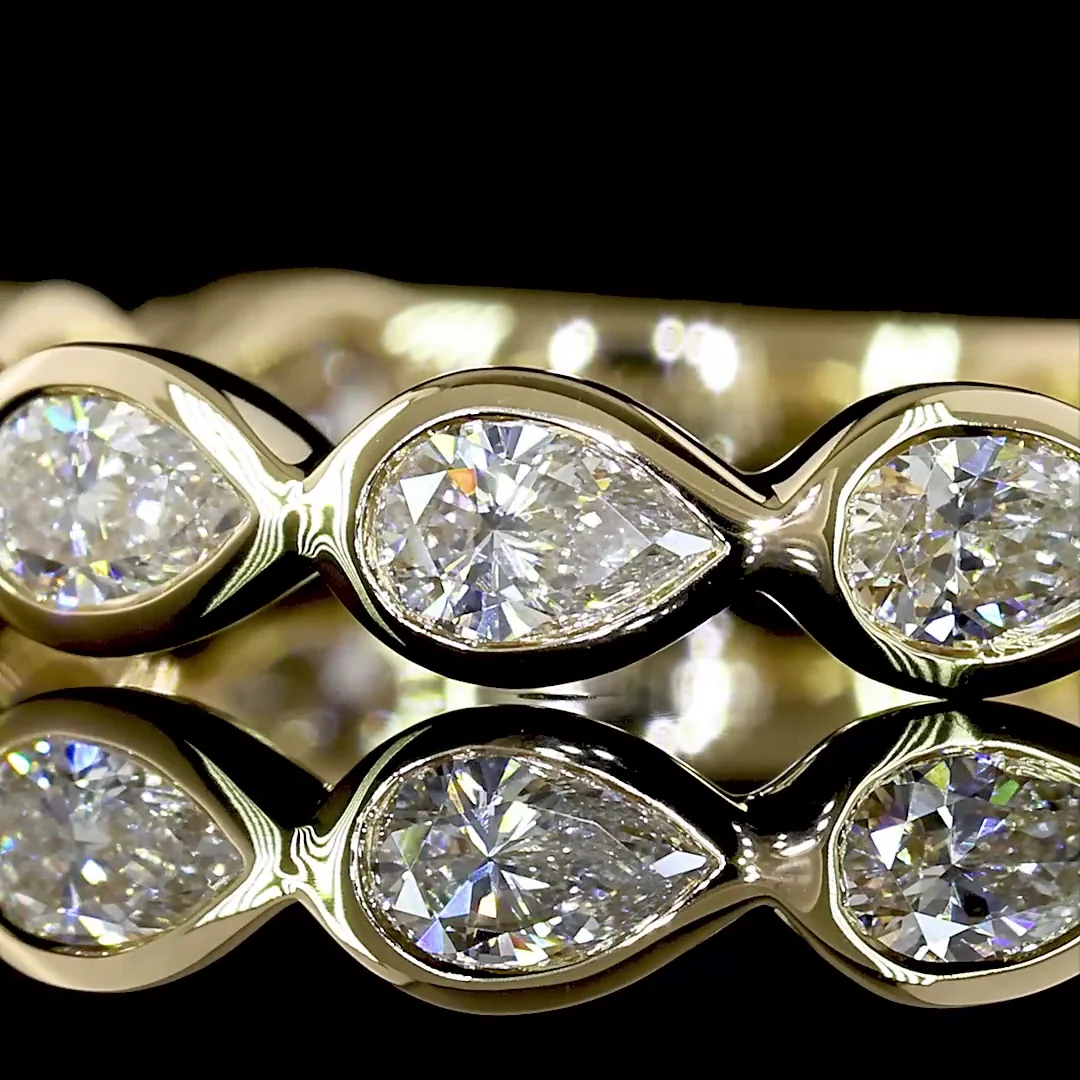 0.93 Cts 14k Yellow Gold Pear Shape 3/4 Band Eternity Band - Image 3