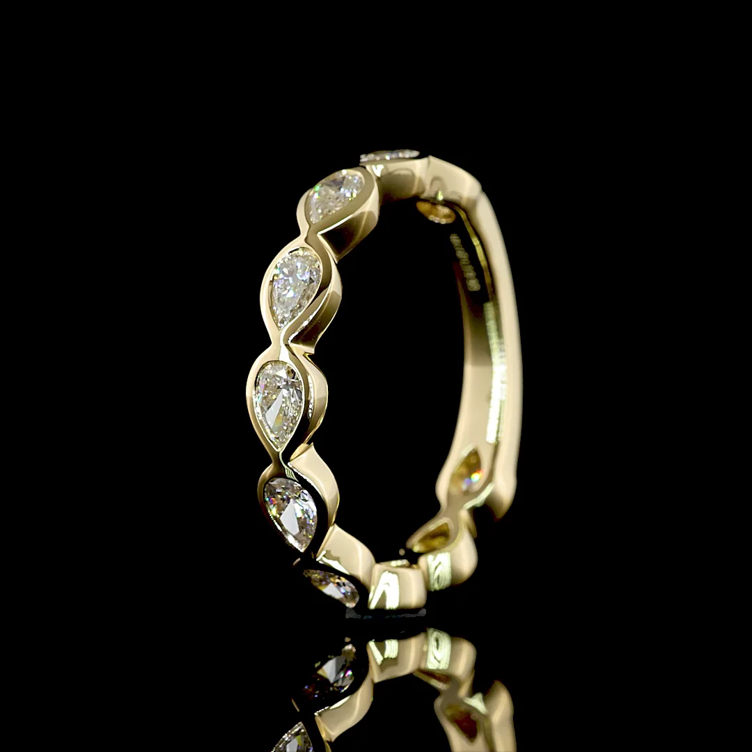 0.93 Cts 14k Yellow Gold Pear Shape 3/4 Band Eternity Band - Image 4