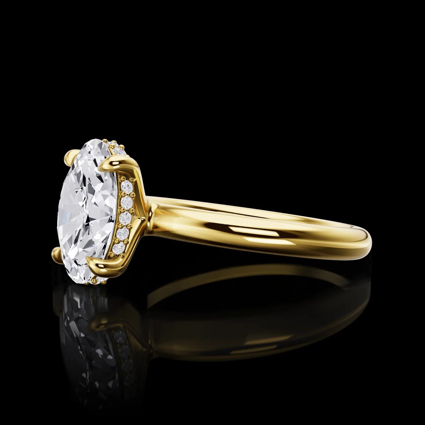 0.09 Cts 14k Yellow Gold Round Shape Solitaire Diamond Shank Ring - Image 2