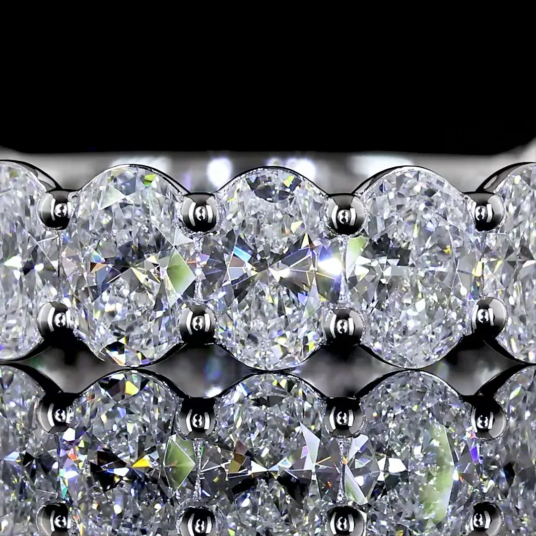 2.17 Cts 18k White Gold Oval Shape 3/4 Band Eternity Band - Image 3