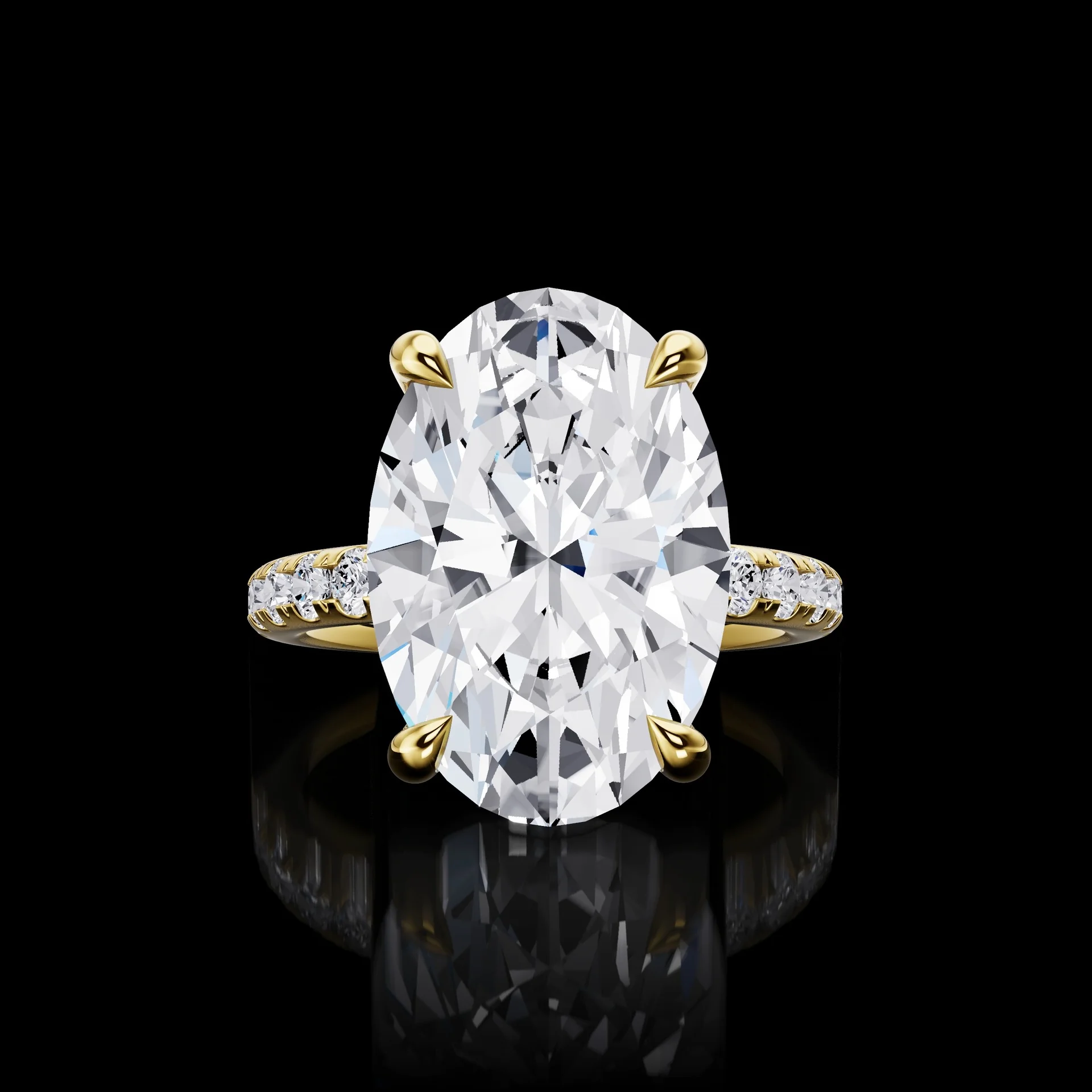 0.63 Cts 18k Yellow Gold Oval Shape Hidden Halo Ring - Video