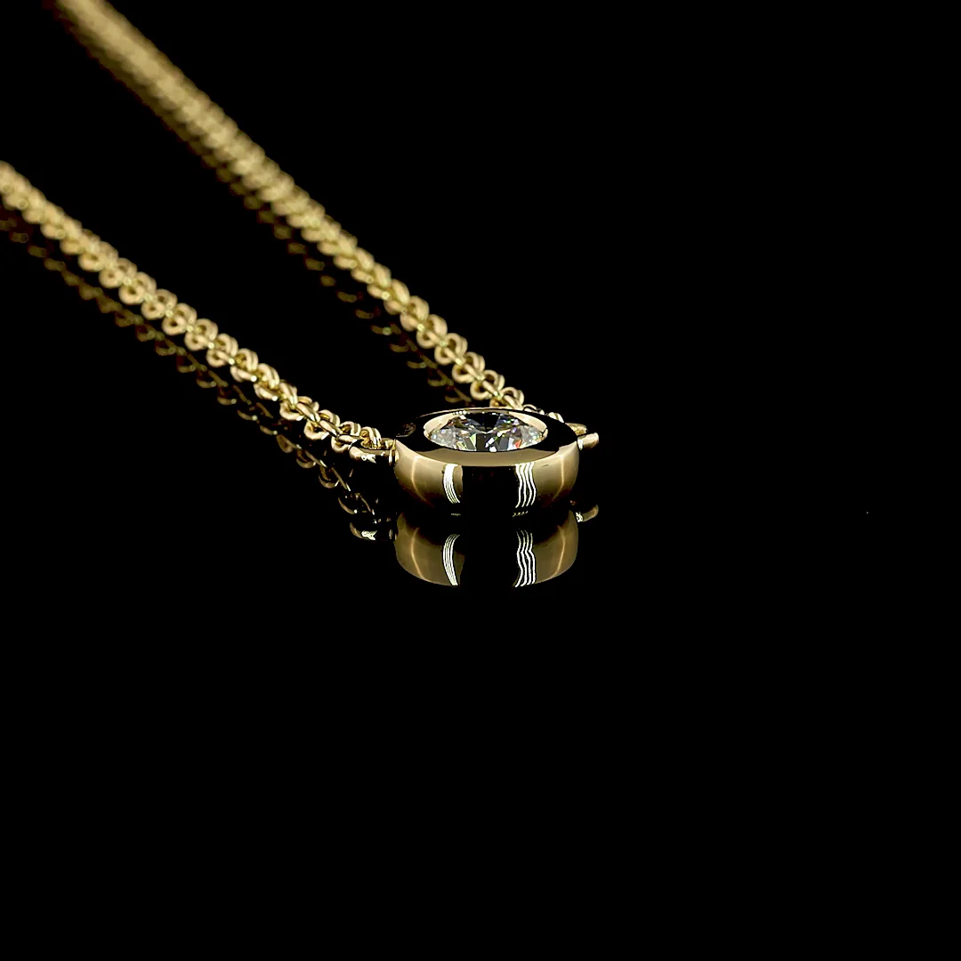 0.5 Cts 14k Yellow Gold Round Shape Solitaire Pendant - Image 2