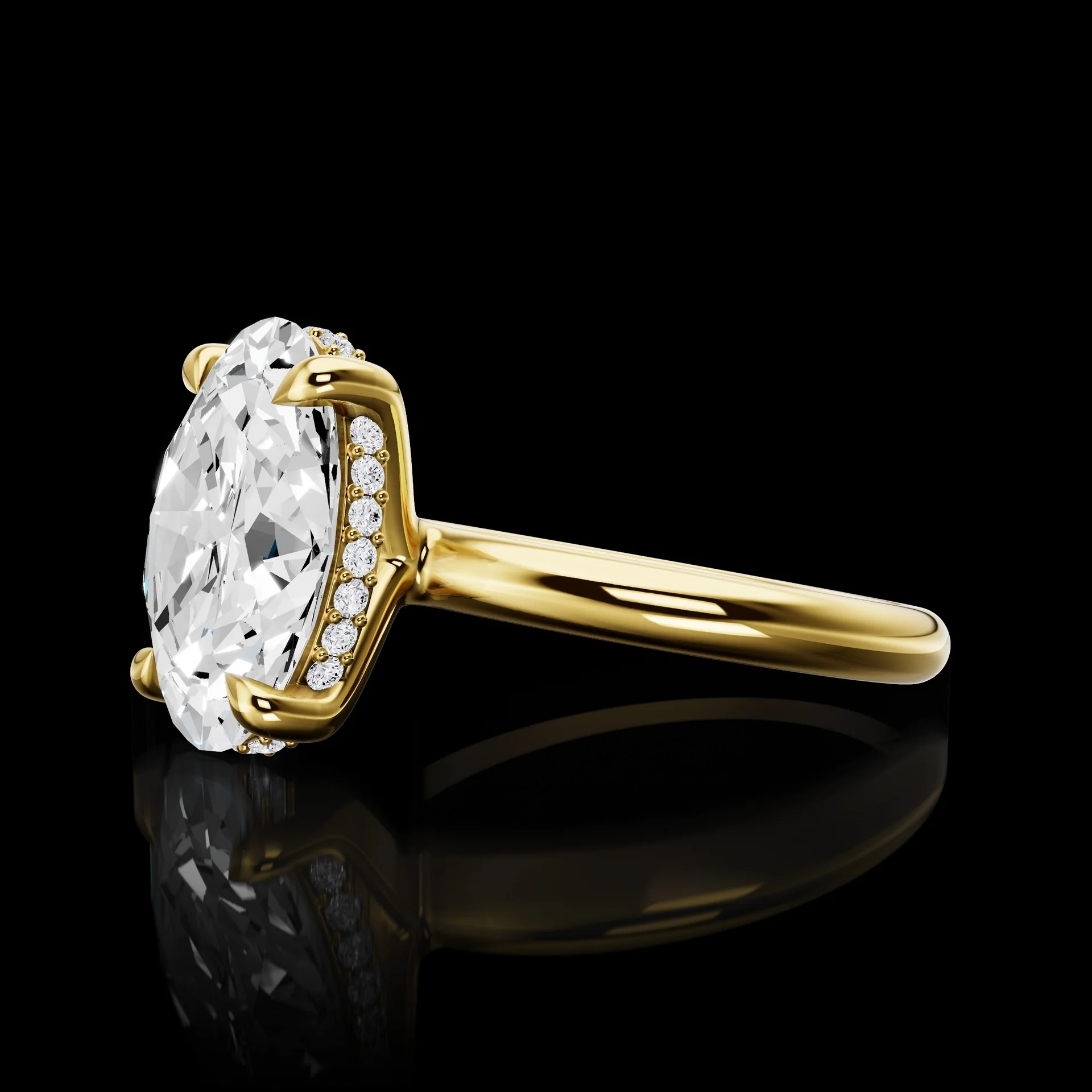 0.16 Cts 14k Yellow Gold Round Shape Hidden Halo Ring - Image 2