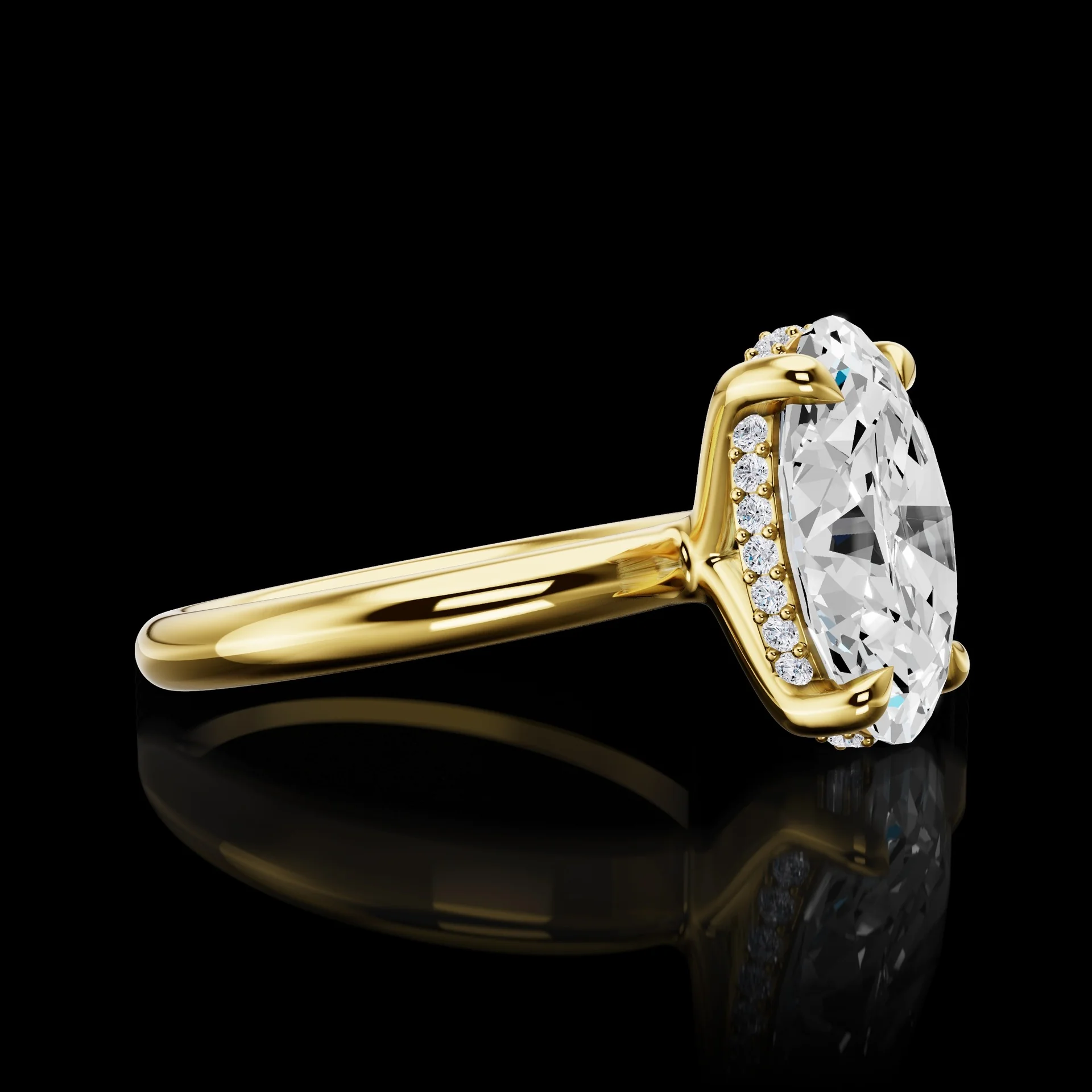 0.16 Cts 14k Yellow Gold Round Shape Hidden Halo Ring - Image 3