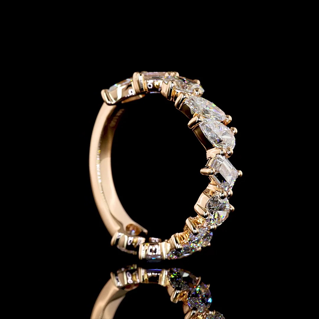 2.32 Cts 14k Rose Gold Mix Shape 3/4 Band Eternity Band - Image 2