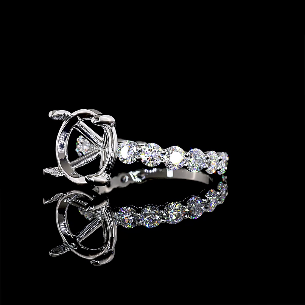 2.18 Cts Platinum Round Shape Solitaire Diamond Shank Ring - Image 2