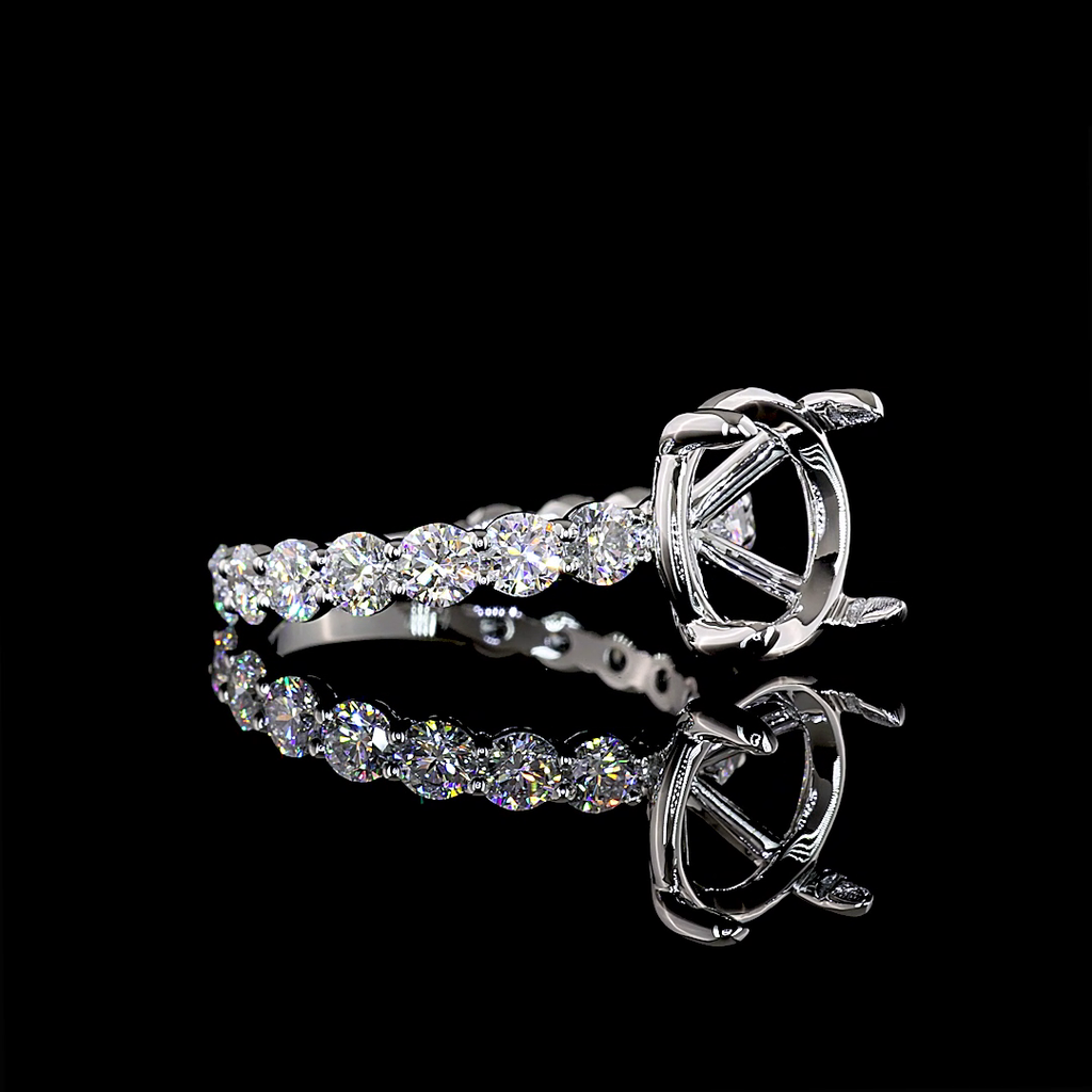 2.18 Cts Platinum Round Shape Solitaire Diamond Shank Ring - Image 3