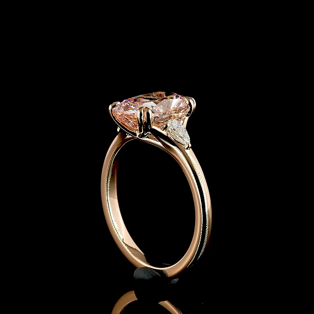 3.12 Cts 14k Rose Gold Mix Shape 3 Stones Ring - Image 2