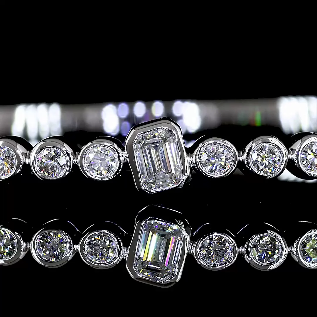 1.52 Cts 14k White Gold Mix Shape Bangles Bracelet - Image 3