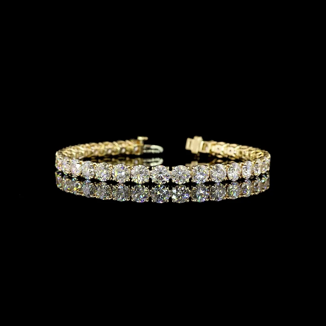 17.34 Cts 14k Yellow Gold Round Shape Tennis Bracelet - Video