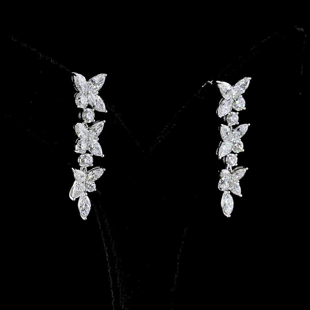 4.27 Cts 14k White Gold Mix Shape Hanging Earring - Image 2