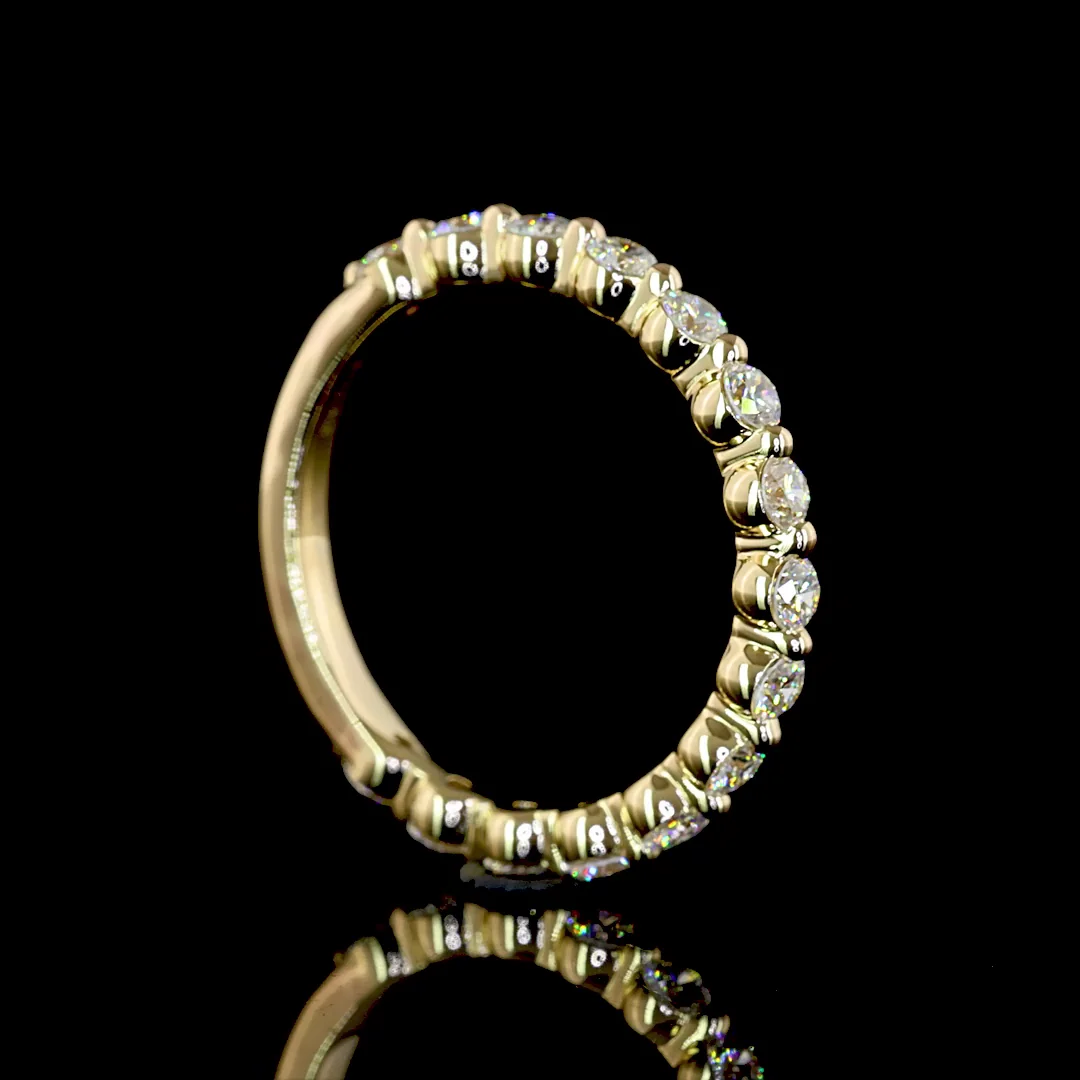 0.74 Cts 14k Yellow Gold Round Shape 3/4 Band Eternity Band - Image 2