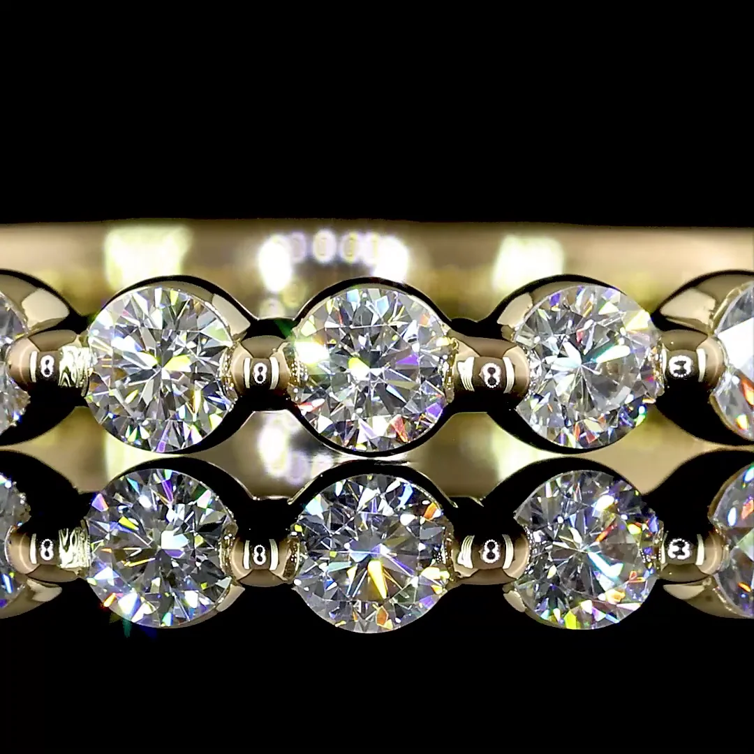 0.74 Cts 14k Yellow Gold Round Shape 3/4 Band Eternity Band - Image 3