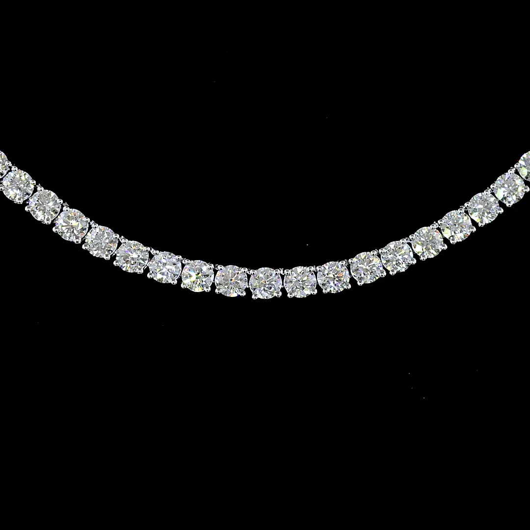 9.61 Cts 14k White Gold Round Shape Tennis Necklace - Image 3
