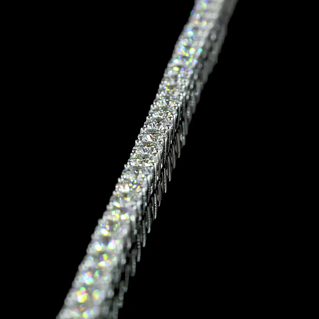 9.61 Cts 14k White Gold Round Shape Tennis Necklace - Image 4