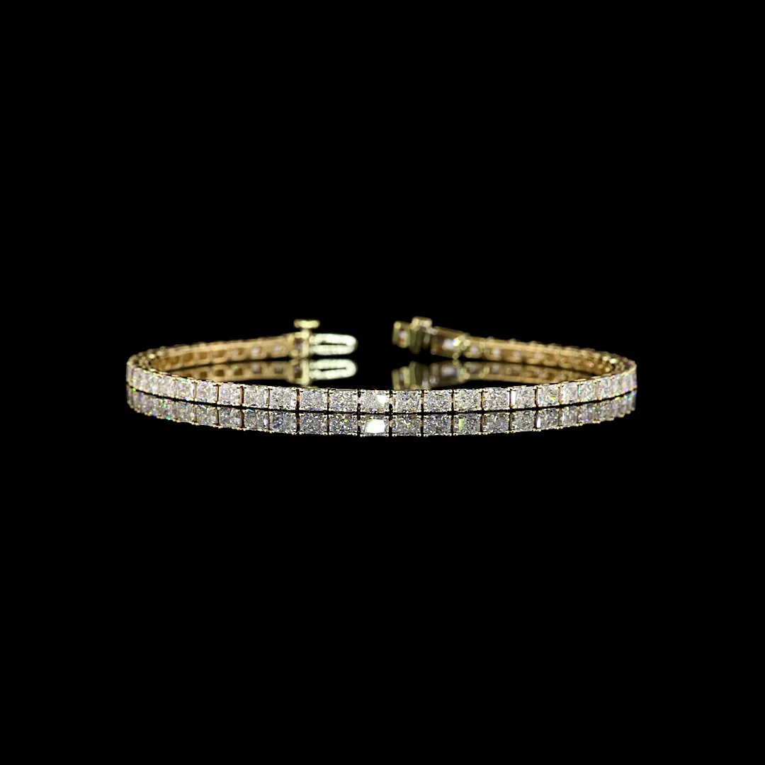 5.28 Cts 14k Yellow Gold Radiant Shape Tennis Bracelet - Video
