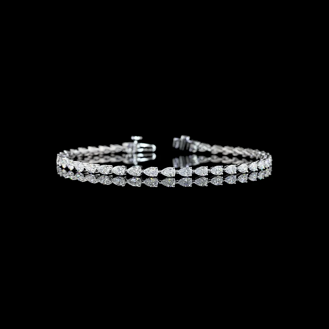 3.87 Cts 14k White Gold Pear Shape Tennis Bracelet - Video