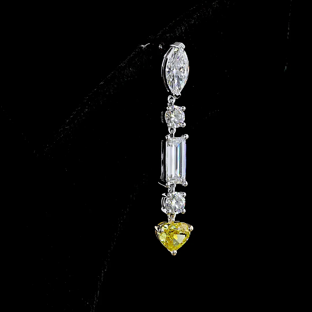 3.86 Cts 14k Two Tone Mix Shape Hanging Earring - Image 4