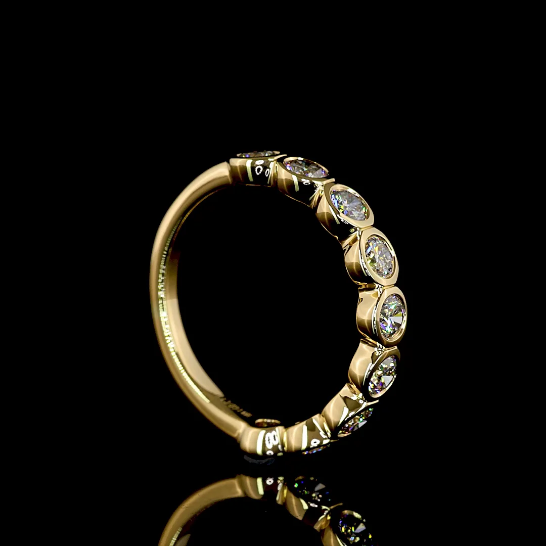 1.09 Cts 18k Yellow Gold Round Shape 3/4 Band Eternity Band - Image 2