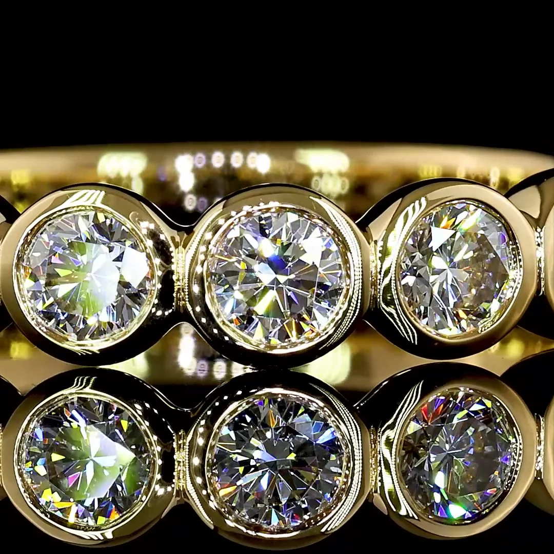 1.09 Cts 18k Yellow Gold Round Shape 3/4 Band Eternity Band - Image 3