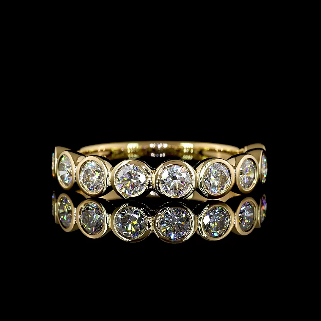 1.09 Cts 18k Yellow Gold Round Shape 3/4 Band Eternity Band - Video