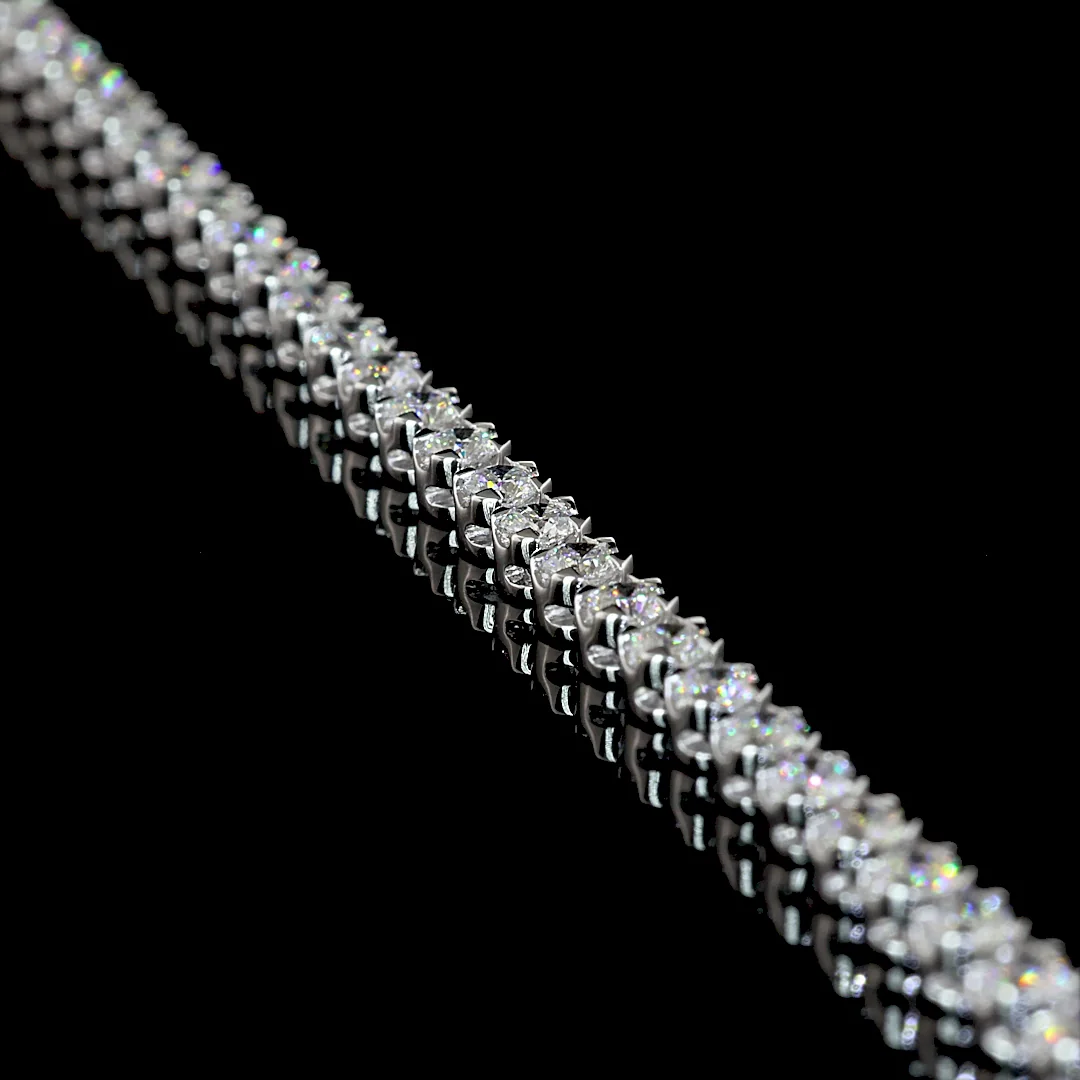 7.56 Cts 14k White Gold Round Shape Tennis Necklace - Image 2